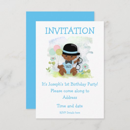 Baby Boy eerste verjaardagsfeestje Kaart (Voorkant / Achterkant)