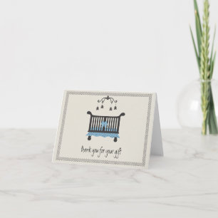 Baby Boy Elegant Wieg Blauw en Zwart Bedankkaart