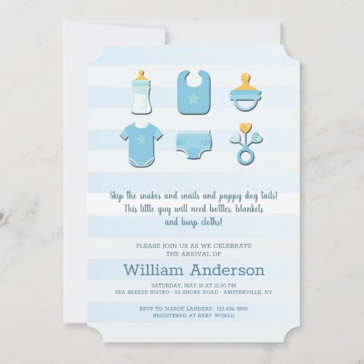 Baby Boy Elements Douche Uitnodiging (Voorkant)
