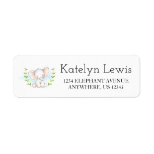 Baby Boy Elephant Baby shower Étiquettes de adress