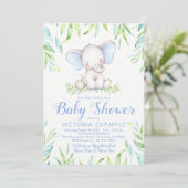 Baby Boy Elephant Baby Shower Invitations (Debout devant)