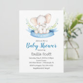 Baby Boy Elephant Baby Shower Invitations (Debout devant)