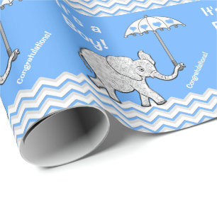 Baby Boy Elephant Baby shower Wrapping Paper Cadeaupapier