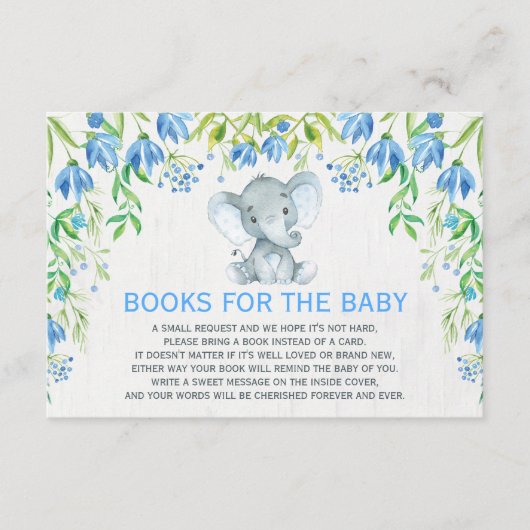 Baby Boy Elephant Blue Floral Apportez une carte d (Devant)