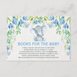 Baby Boy Elephant Blue Floral Breng een Boek Kaart