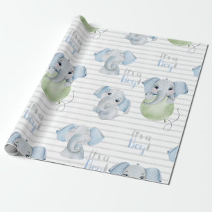 Baby Boy Elephant Het is een Jongen Shower Cadeaupapier