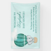 Baby Boy Elephant in Hot Air Ballon Baby shower Spandoek (Verticaal)