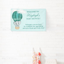Baby Boy Elephant in Hot Air Ballon Baby shower