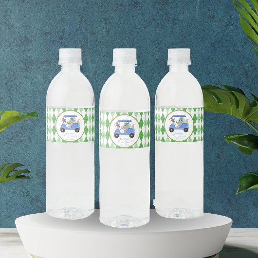 Baby Boy Elephant & Monkey Golf Waterfles Etiket