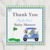 Baby Boy Elephant & Monkey Shower Bedankjes Labels (Voorkant)