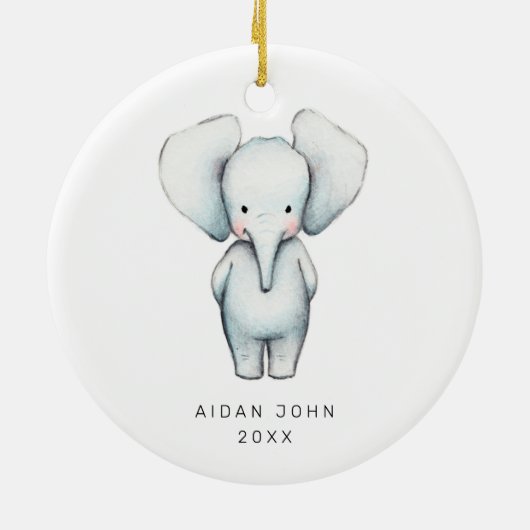 Baby Boy Elephant Personalized Cute Custom Keramisch Ornament (Achterkant)