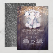 Baby Boy Elephant Rustic Baby shower Uitnodiging (Voorkant / Achterkant)
