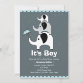 Baby Boy Elephant Shower Invitation (Devant)