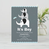 Baby Boy Elephant Shower Invitation (Debout devant)