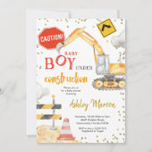 Baby Boy en construction Baby shower Invitation (Devant)