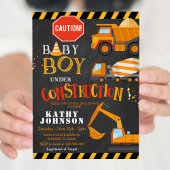 Baby Boy en construction Baby shower Invitation