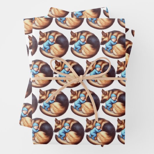 Baby Boy en Duitse Herder Inpakpapier Vel (In situ)