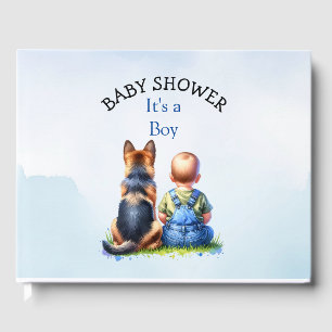 Baby Boy en een Duitse Herder Puppy Baby shower Gastenboek