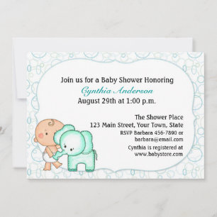 Baby Boy en Elephant Baby shower Kaart