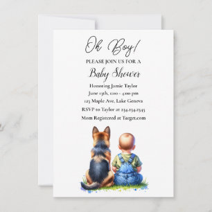 Baby Boy En Zijn Duitse Herder Puppy Baby shower Kaart
