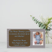 Baby Boy Faire-part - Brown et bleu (Debout devant)