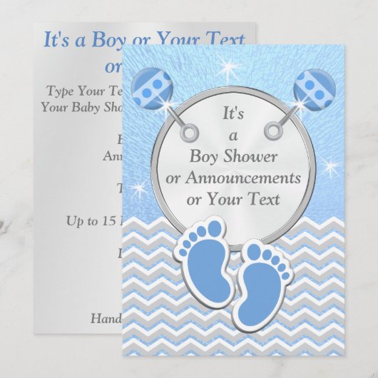 Baby Boy Faire-part Cartes Baby shower Invitation (Devant / Derrière)
