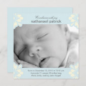 Baby Boy Faire-part de naissance - Floral Corners (Devant / Derrière)