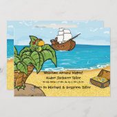 Baby Boy Faire-part de naissance Pirates Trésor (Devant / Derrière)