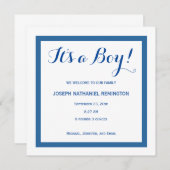 Baby Boy Faire-part de naissance Style classique B (Devant / Derrière)