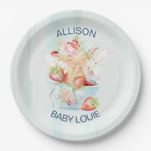 Baby Boy Fairy in Blue Teacup Baby shower Papieren Bordje