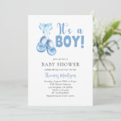 Baby Boy Feest Het is een Jongen Blauw Kaart (Staand voorkant)