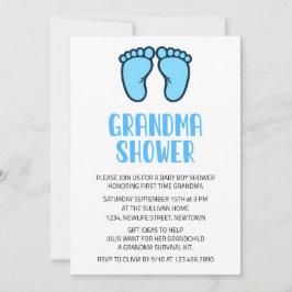 Baby Boy Feet Eerste Tijd Oma Baby shower Kaart