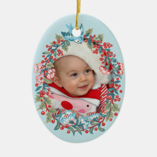 Baby Boy First Christmas 1st Cute Pastel Blue Keramisch Ornament