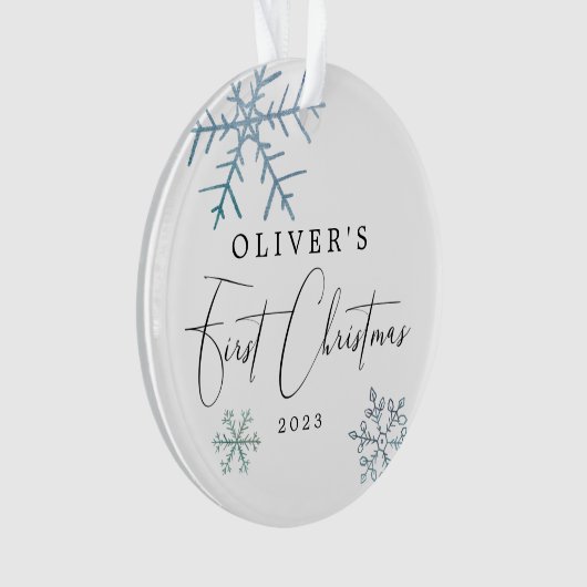 Baby Boy First Christmas Modern Script Photo (devant)