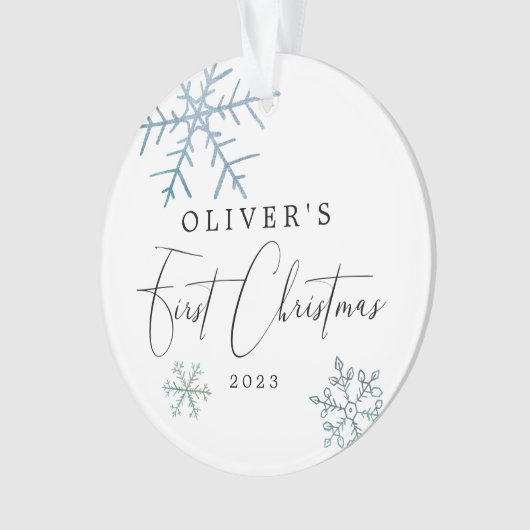 Baby Boy First Christmas Modern Script Photo (devant)