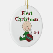 Baby Boy First Kerstdated Ornament (Rechts)