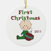 Baby Boy First Kerstdated Ornament (Voorkant)