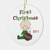 Baby Boy First Kerstdated Ornament (Links)