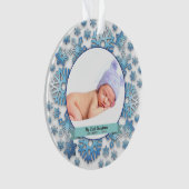 Baby Boy First Kerstmis Foto Snowflakes Ornament (voorkant)