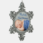 Baby Boy First Kerstmis Tin Sneeuwvlok Ornament (Links)