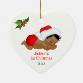 Baby Boy First KerstRed Santa Hat Ceramic Orn Keramisch Ornament (Achterkant)