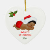Baby Boy First KerstRed Santa Hat Keramisch Ornament (Voorkant)