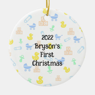 Baby Boy First Kerstversiering Keramisch Ornament