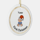 Baby Boy First Kerstversiering Keramisch Ornament (Rechts)