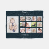 Baby Boy First Year Foto Collage Keepomwille Navy Fleece Deken (Voorkant (Horizontaal))