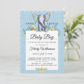 Baby Boy Floral Elephant Baby shower Invitation (Debout devant)