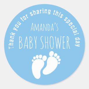 Baby Boy Footprint Baby shower Blue  Ronde Sticker