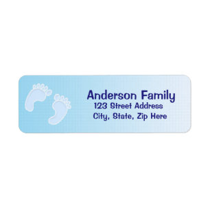 Baby Boy Footprint Blauw adreslabel Etiket