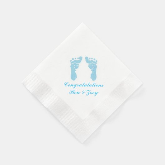 "Baby Boy Footprints" Papieren servetten (Hoek)