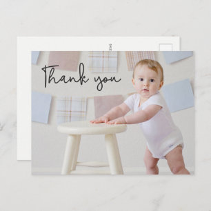 Baby Boy Foto 1e Verjaardag Schattige Bedankt Briefkaart